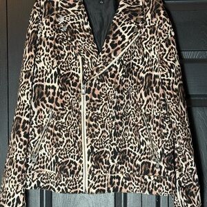 INC International Concepts Leopard Print Leather Jacket